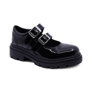 Foto 1 | Zapato Escolar Coqueta Para Niña De Charol Negro Jazz Con Doble Hebilla