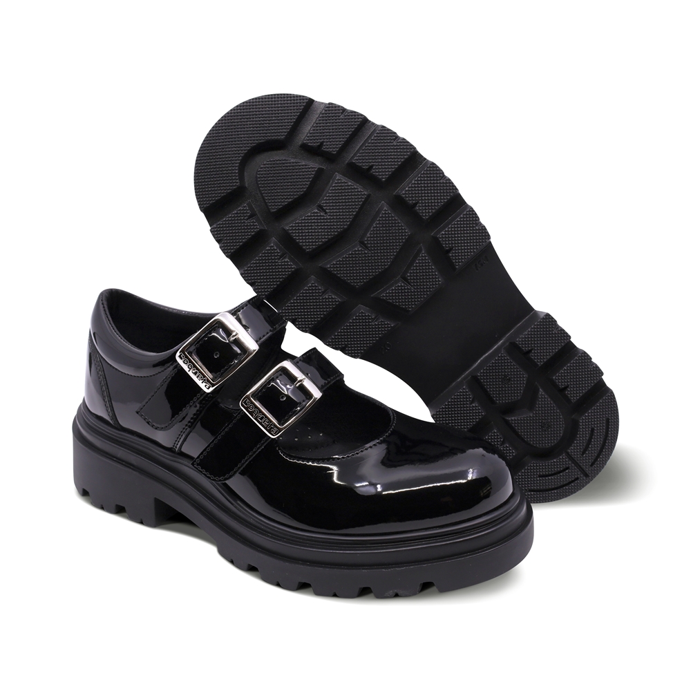 Foto 8 pulgar | Zapato Escolar Coqueta Para Niña De Charol Negro Jazz Con Doble Hebilla