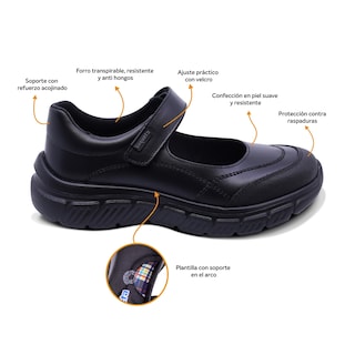 Foto 2 | Zapato Escolar Coqueta Para Niña De Piel Negro Balu Con Puntera Antirraspaduras