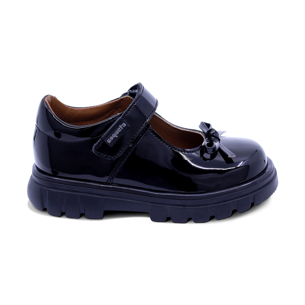 Foto 3 | Zapato Escolar Coqueta Para Niña De Charol Negro Thunder Con Moño