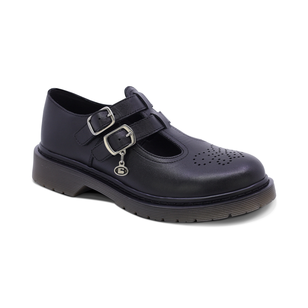 Foto 2 pulgar | Zapato Escolar Coqueta Para Niña De Piel En Negro Martín Con Perforado
