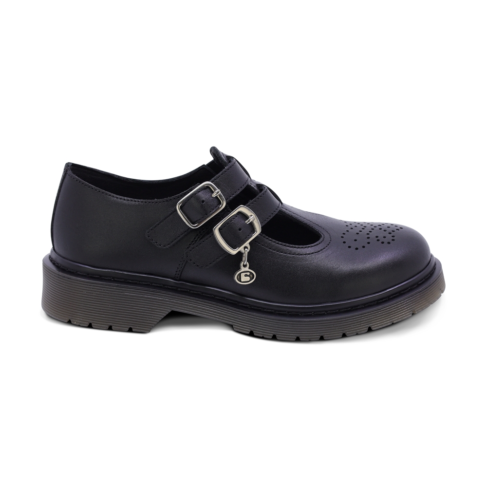Foto 4 pulgar | Zapato Escolar Coqueta Para Niña De Piel En Negro Martín Con Perforado