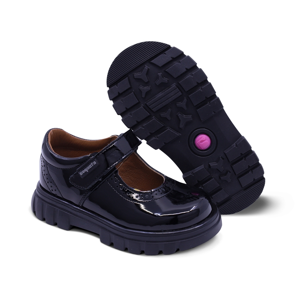 Foto 7 | Zapato Escolar Coqueta Para Niña De Charol Negro Thunder Con Perforado