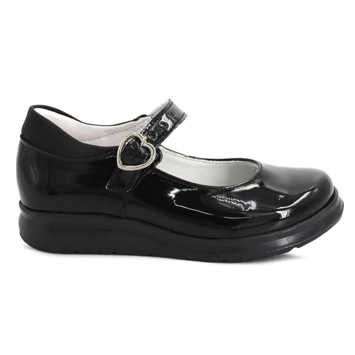 Foto 2 pulgar | Zapato Escolar Yuyin Charol Corazón Negro Para Niña