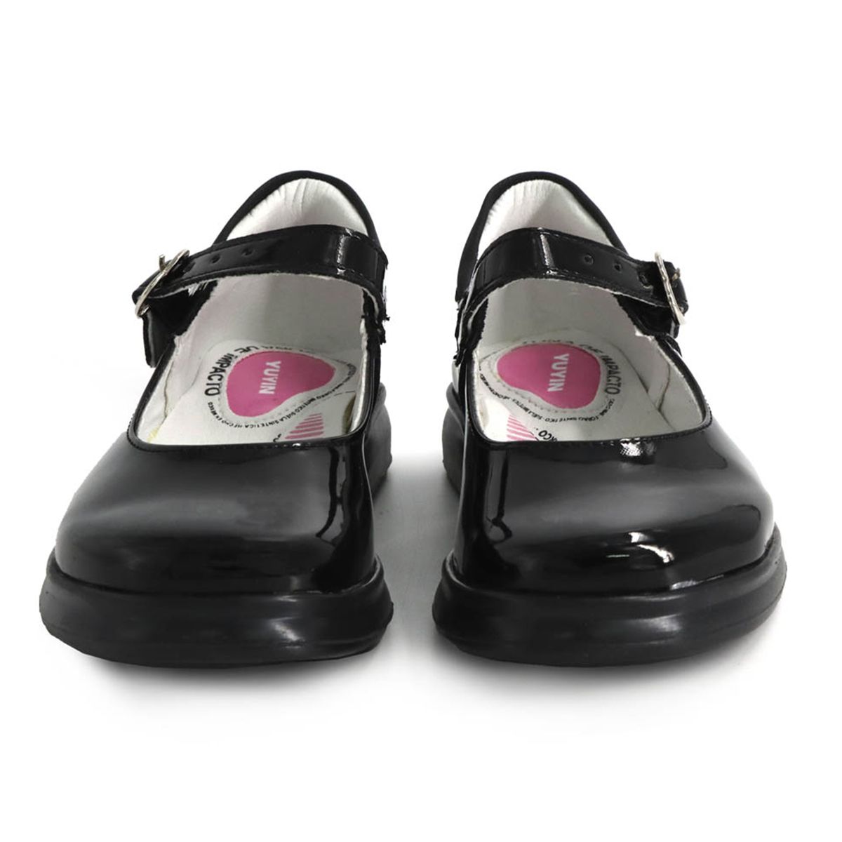 Foto 4 pulgar | Zapato Escolar Yuyin Charol Corazón Negro Para Niña