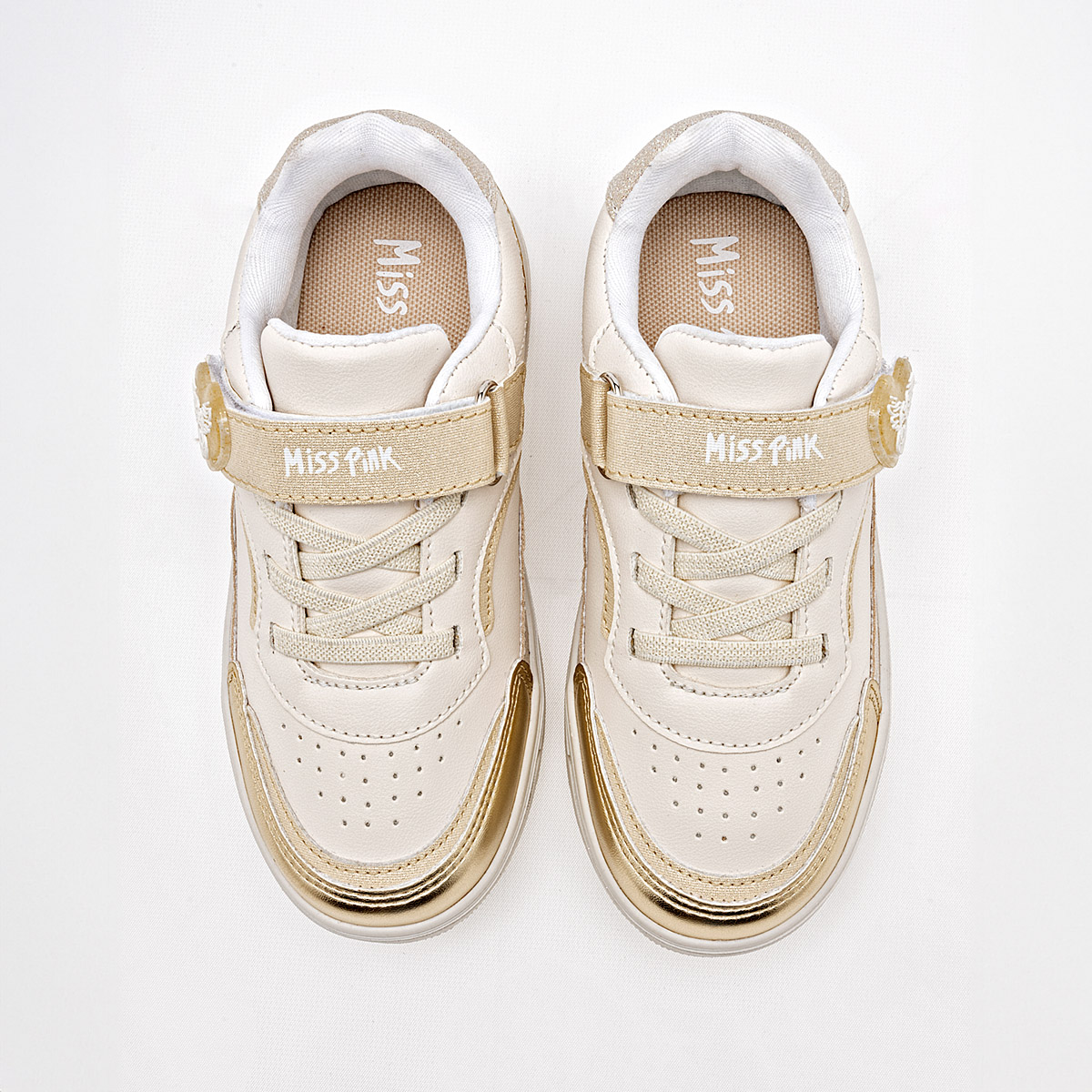 Foto 4 pulgar | Tenis Urbanos Miss Pink Blanco con Dorado para Niña