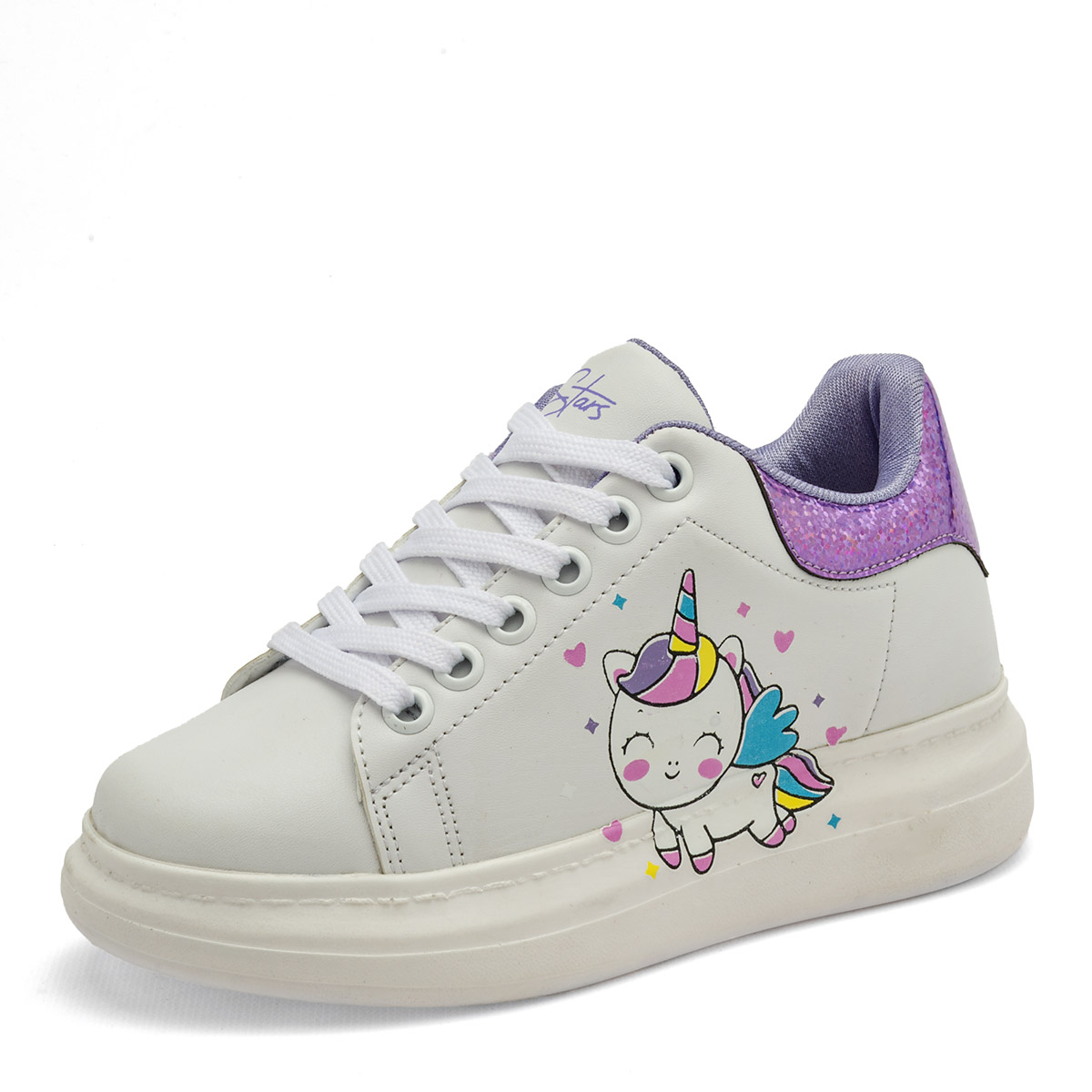 Foto 1 | Stars Of The World Tenis Urbano Para Niña Blanco Multicolor