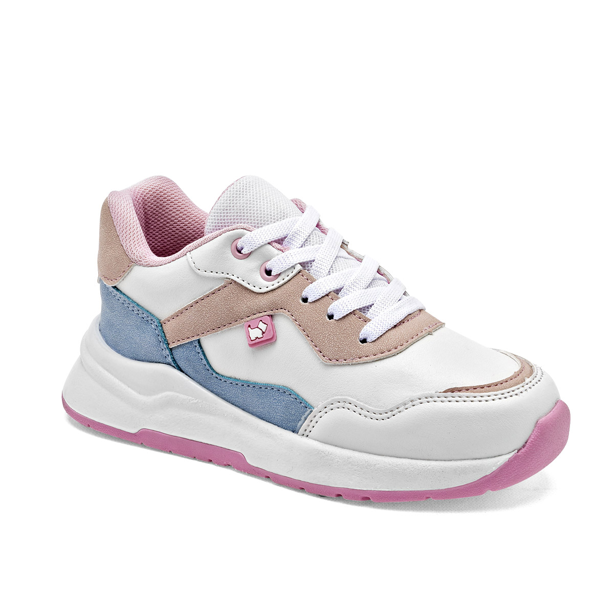 Foto 2 pulgar | Ferrioni Tenis Urbano Para Niña Blanco Azul Beige