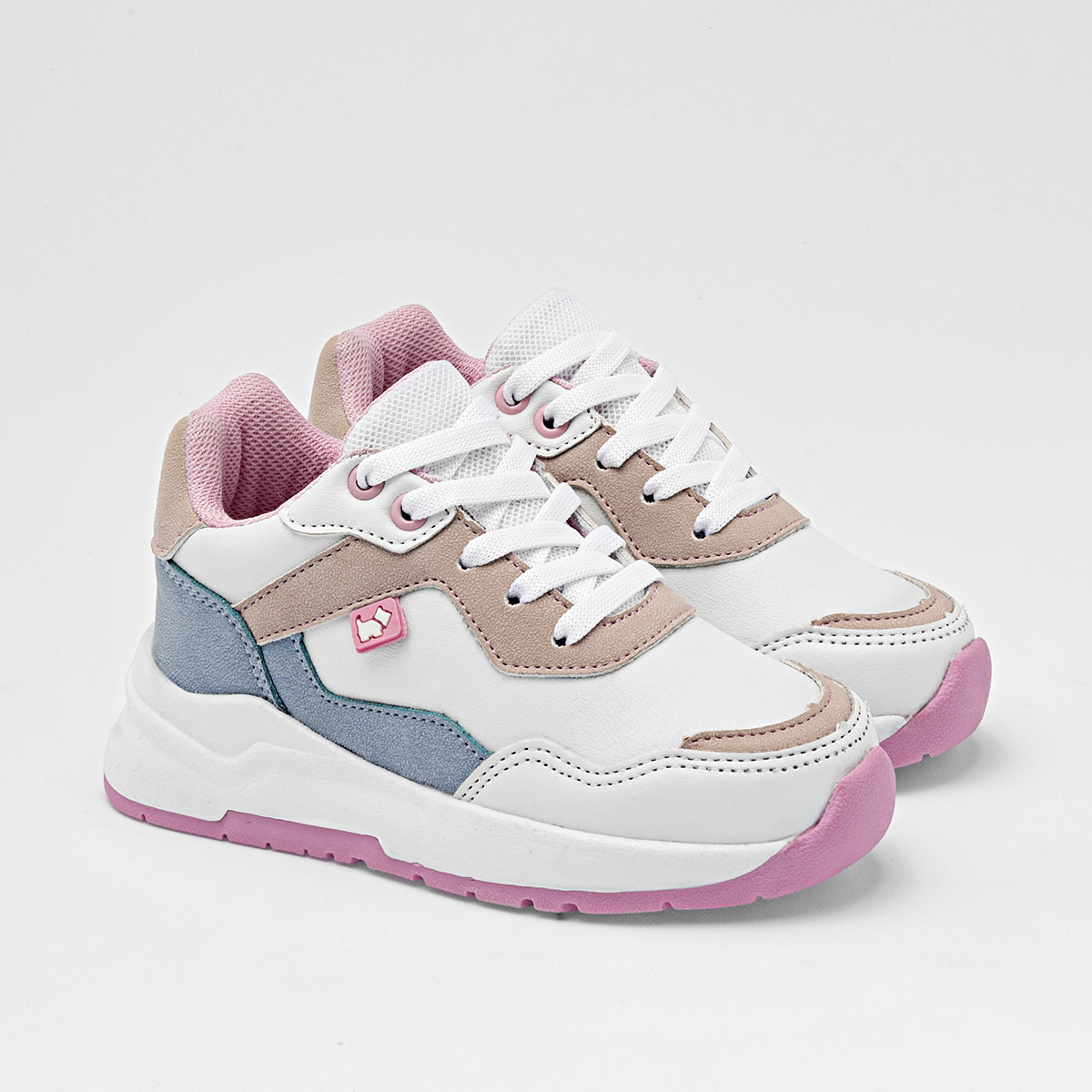 Foto 2 | Ferrioni Tenis Urbano Para Niña Blanco Azul Beige