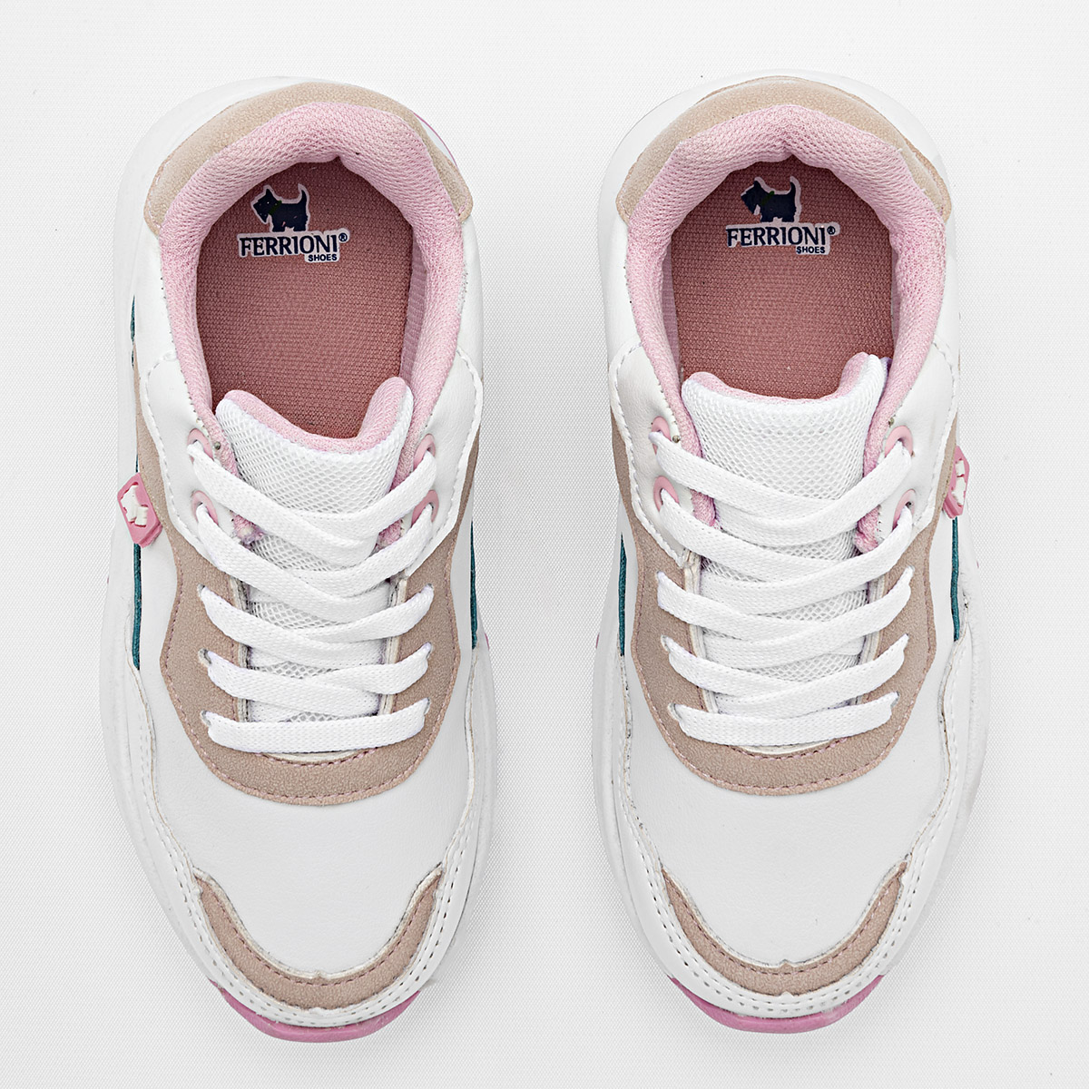 Foto 4 pulgar | Ferrioni Tenis Urbano Para Niña Blanco Azul Beige