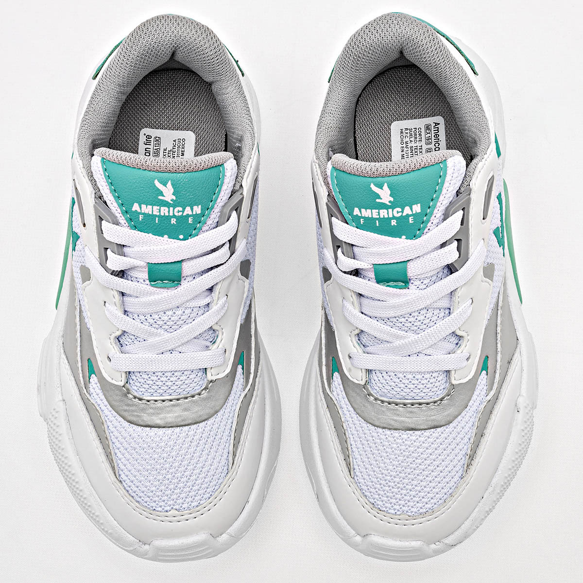 Foto 4 pulgar | American Fire Tenis Urbano Para Niña Blanco Plata Verde