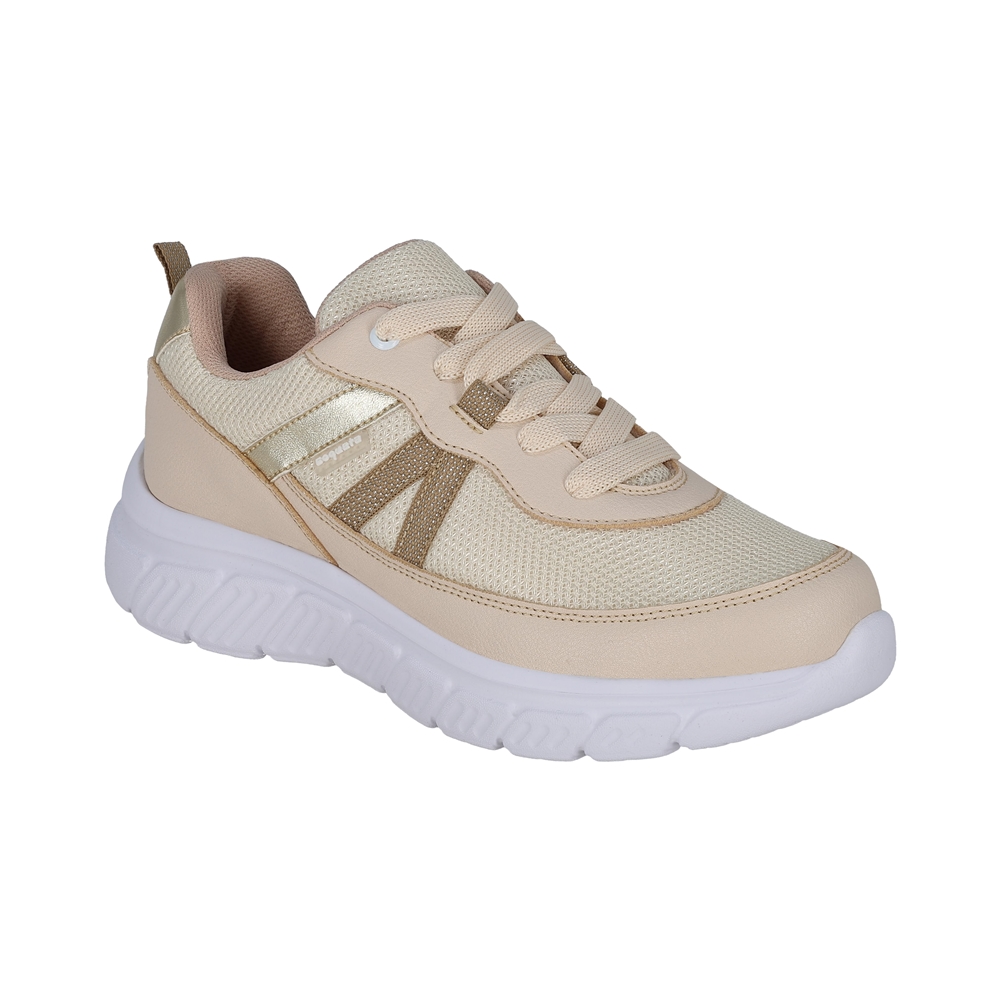 Tenis Para Niña Color Beige 132707-l Con Ajuste De Agujeta.