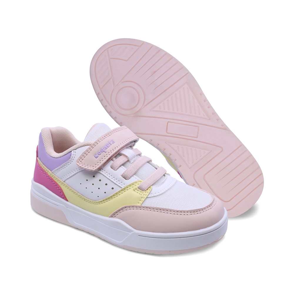 Foto 7 pulgar | Tenis Casuales Para Niña Coqueta 203700-o Multicolor Con Ajuste Velcro Agujeta Elastica