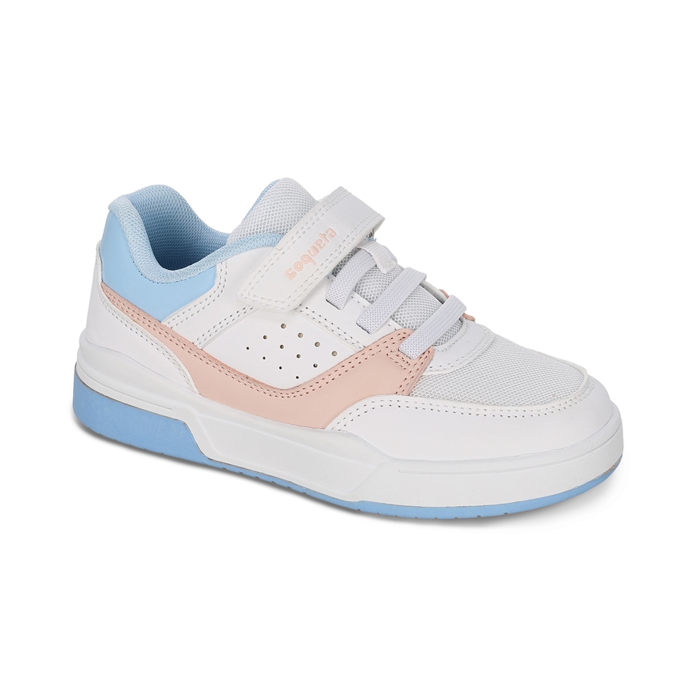 Foto 2 pulgar | Tenis Casuales Para Niña Coqueta 203700-b Color Blanco Con Ajuste Velcro Y Agueta Elastica