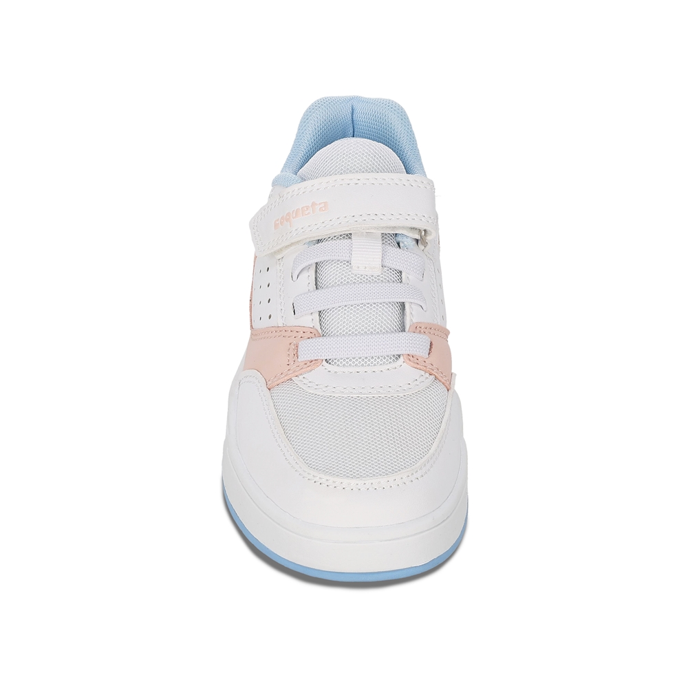 Foto 4 pulgar | Tenis Casuales Para Niña Coqueta 203700-b Color Blanco Con Ajuste Velcro Y Agueta Elastica