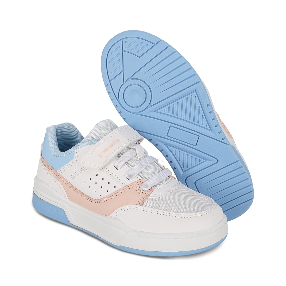 Foto 6 | Tenis Casuales Para Niña Coqueta 203700-b Color Blanco Con Ajuste Velcro Y Agueta Elastica