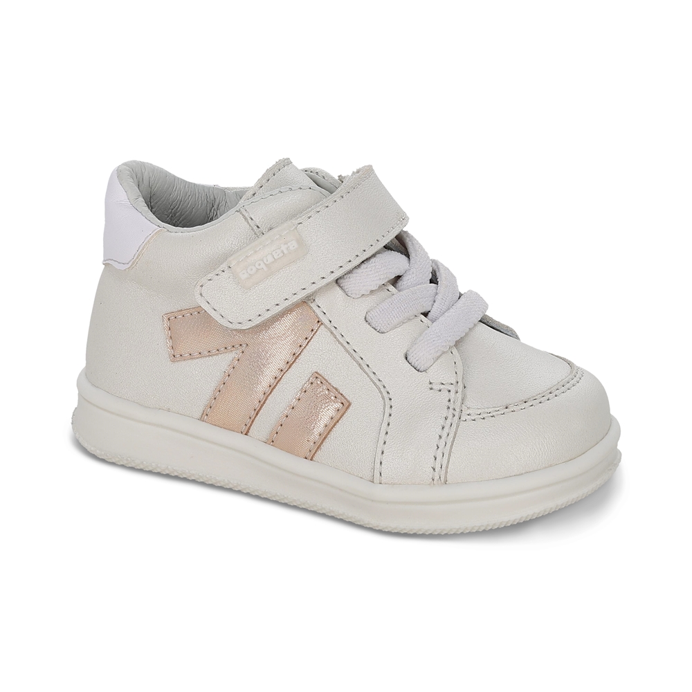 Tenis Casual Para Niña Coqueta 955802-y Color Beige Con Ajuste Doble Velcro