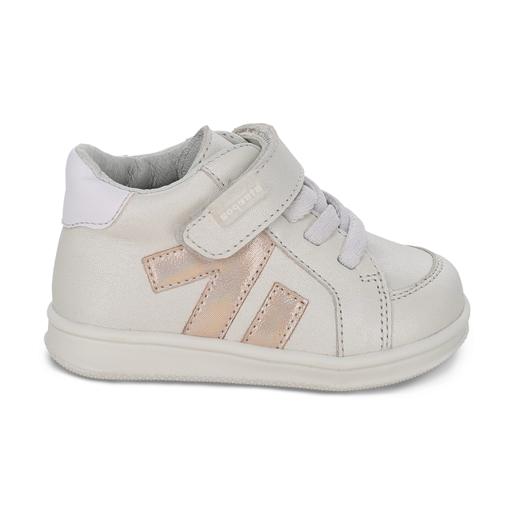 Foto 3 pulgar | Tenis Casual Para Niña Coqueta 955802-y Color Beige Con Ajuste Doble Velcro