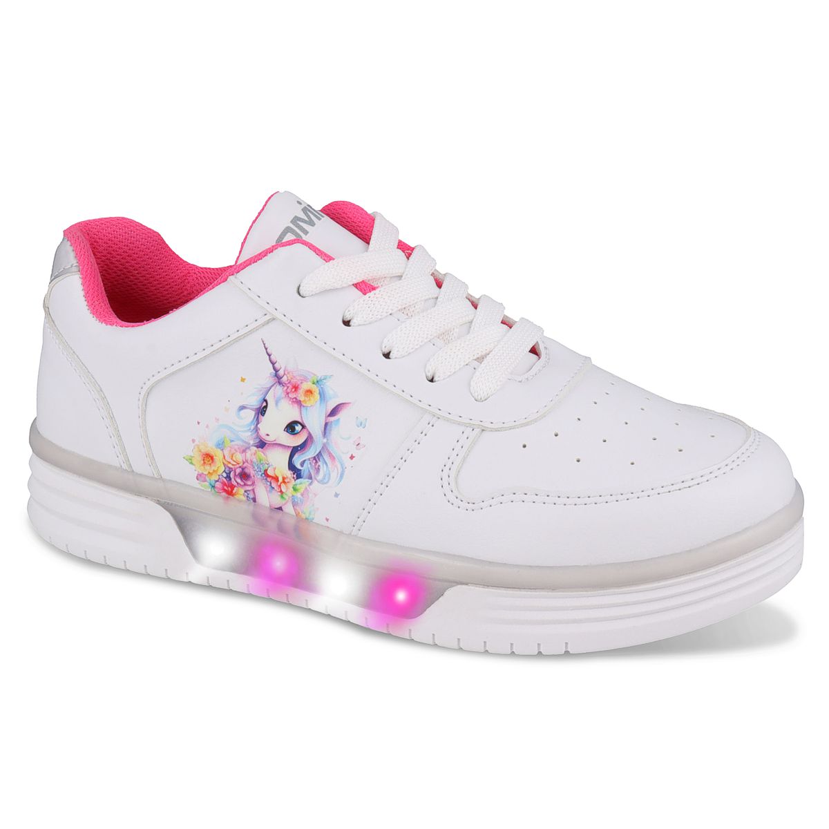 Tenis Casual Con Luces Dominiq 2459 Color Blanco/blanco Para Niña