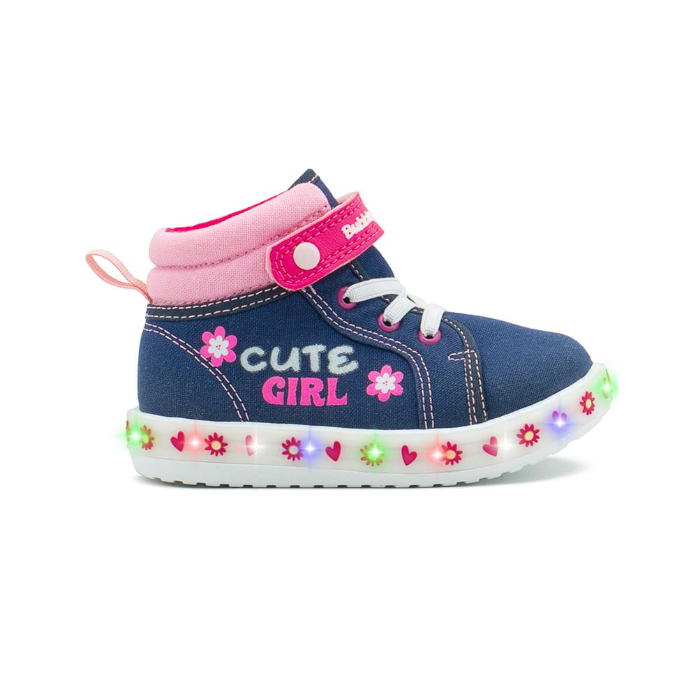 Foto 2 pulgar | Tenis Bota Bubble Gummers  Con Luces Para Niña Corazones Azul Marino