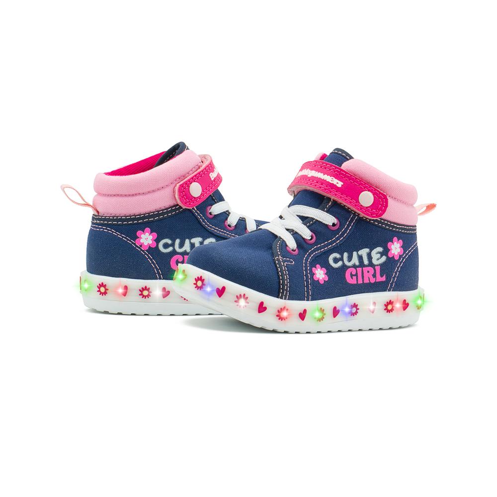 Foto 5 pulgar | Tenis Bota Bubble Gummers  Con Luces Para Niña Corazones Azul Marino