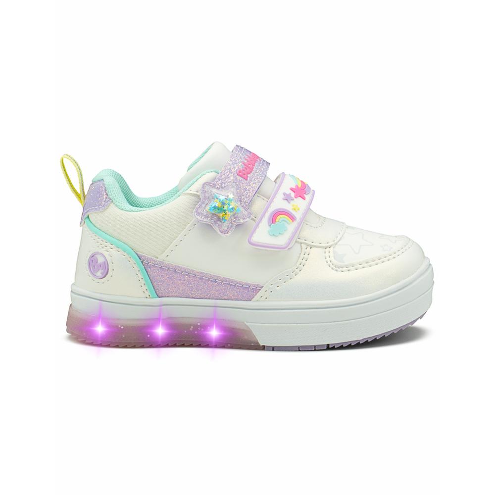 Foto 2 pulgar | Tenis Con Luces Bubble Gummers Vilma Para Niña Arcoíris Blanco
