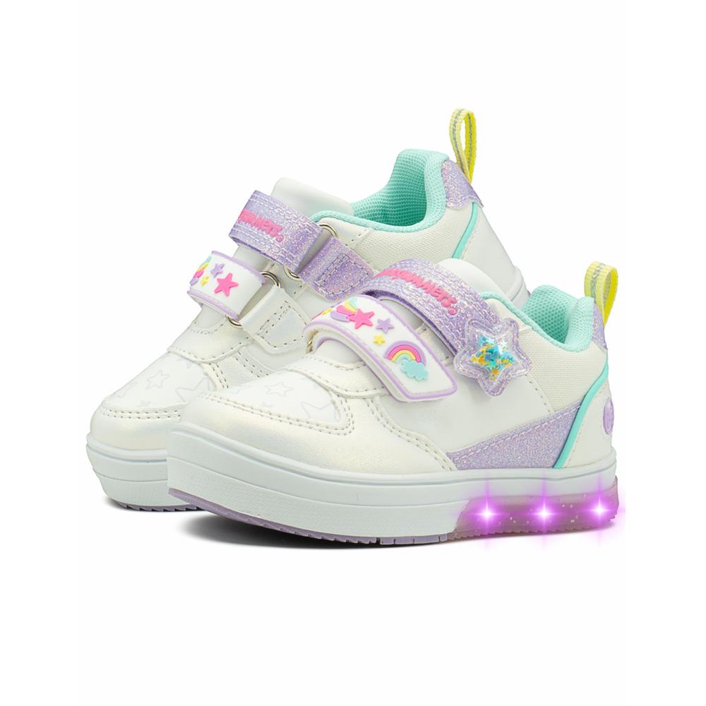 Foto 3 pulgar | Tenis Con Luces Bubble Gummers Vilma Para Niña Arcoíris Blanco