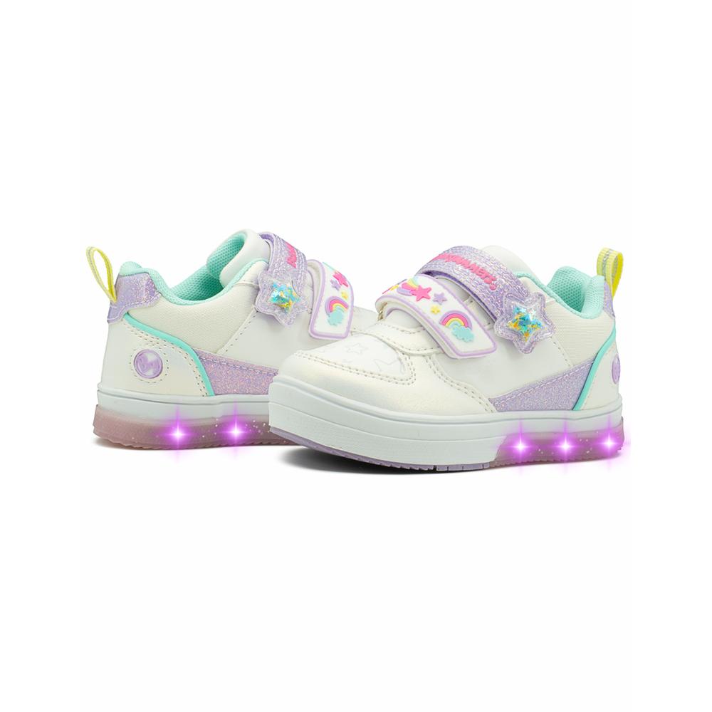 Foto 4 pulgar | Tenis Con Luces Bubble Gummers Vilma Para Niña Arcoíris Blanco
