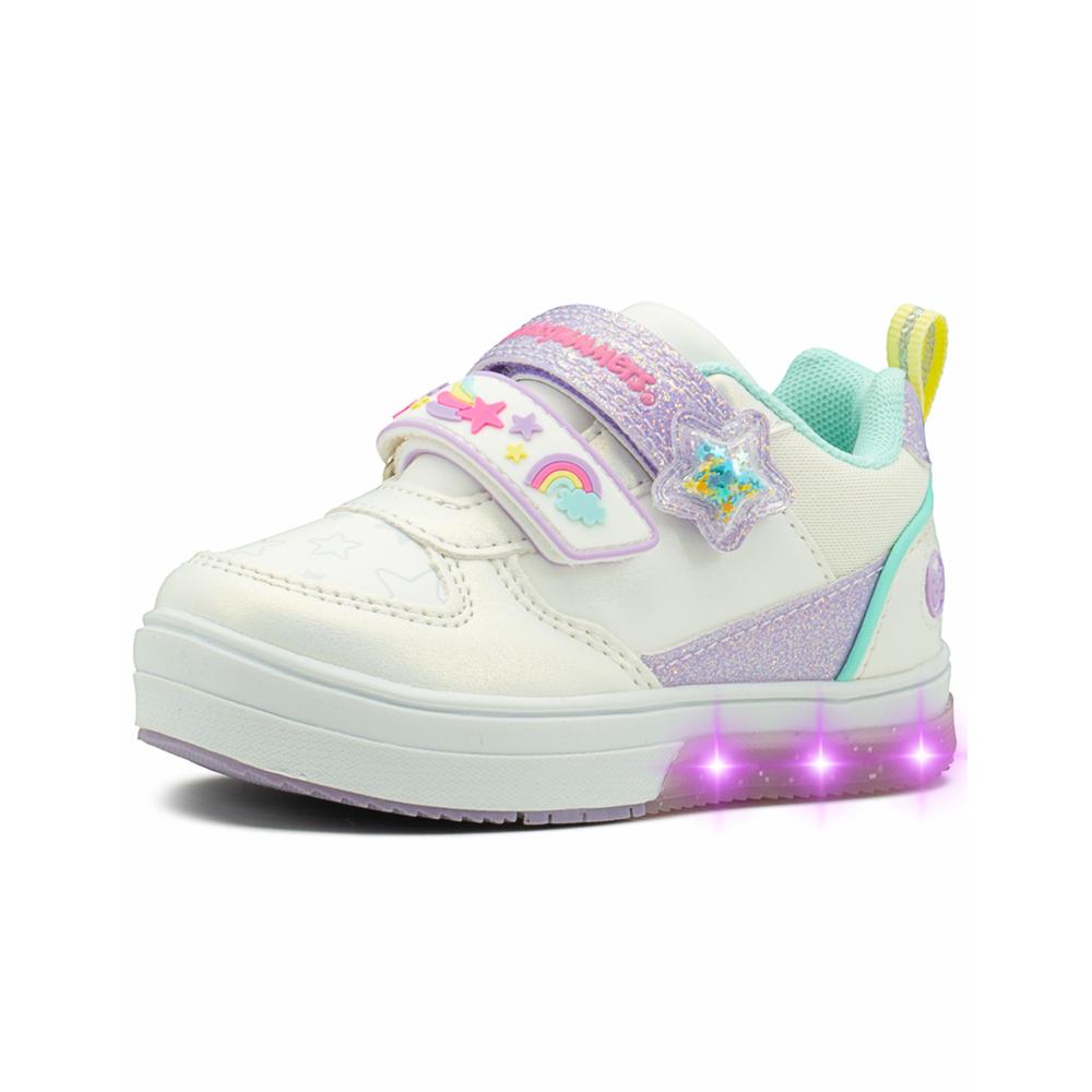 Foto 6 pulgar | Tenis Con Luces Bubble Gummers Vilma Para Niña Arcoíris Blanco
