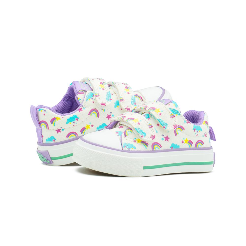 Foto 4 pulgar | Tenis Para Niña Bubble Gummers  Arcoiris Estrellitas Lila Blanco