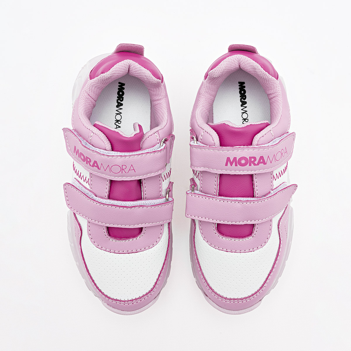 Foto 2 | Moramora Tenis Urbano Para Niña Rosa Blanco Fucsia, Con Luces Cod.132533