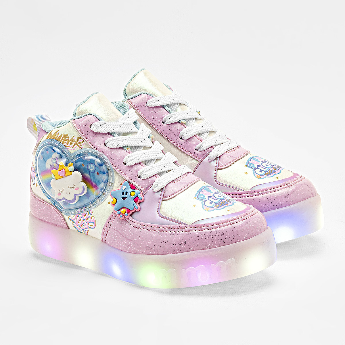 On Kids Tenis Urbano Para Niña Rosa Blanco Multicolor, Con Luces Cod.132692