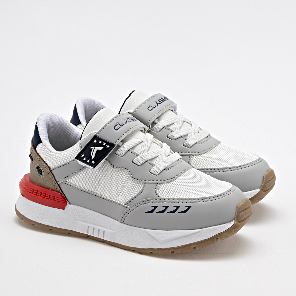 Foto 1 | Clasben Tenis Urbano Para Niño Blanco Gris Camel Cod.131988