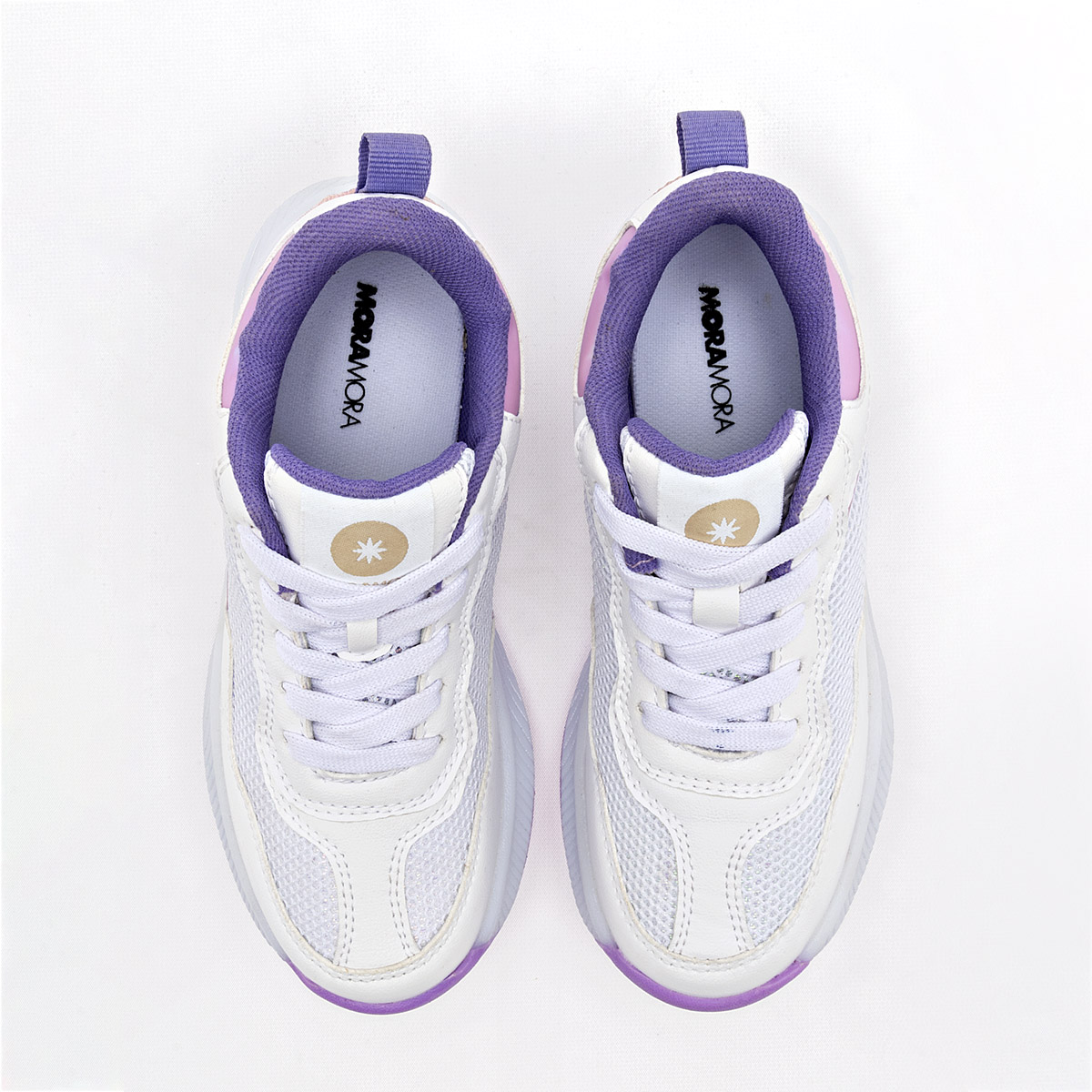 Foto 2 | Moramora Tenis Urbano Para Niña Blanco Lila, Con Luces Cod.133390