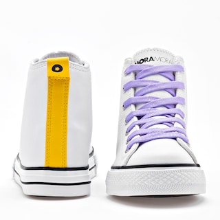 Foto 2 | Moramora Tenis Urbano Para Niña Blanco Amarillo Cod.132531