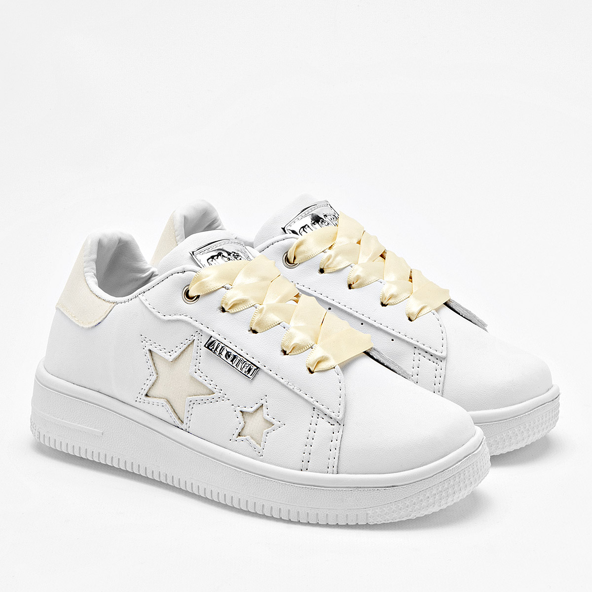 Foto 1 | All Teen Tenis Urbano Para Niña Blanco Amarillo Cod.131759