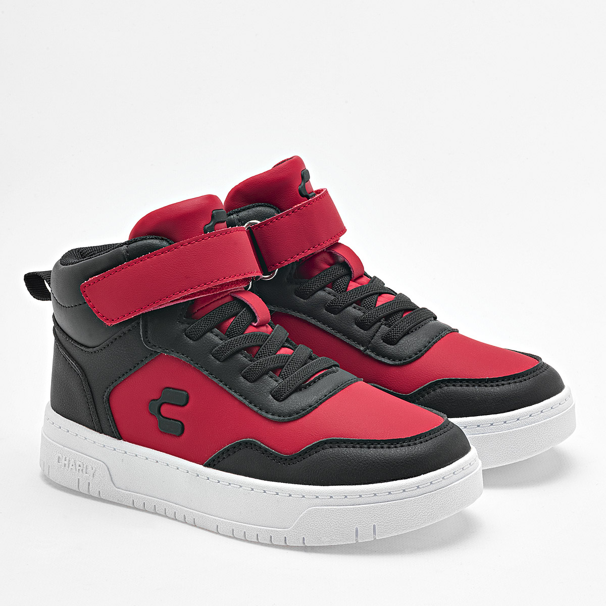 Charly Tenis Urbano Para Niño Rojo Negro, Agujeta Elastica Cod.131620