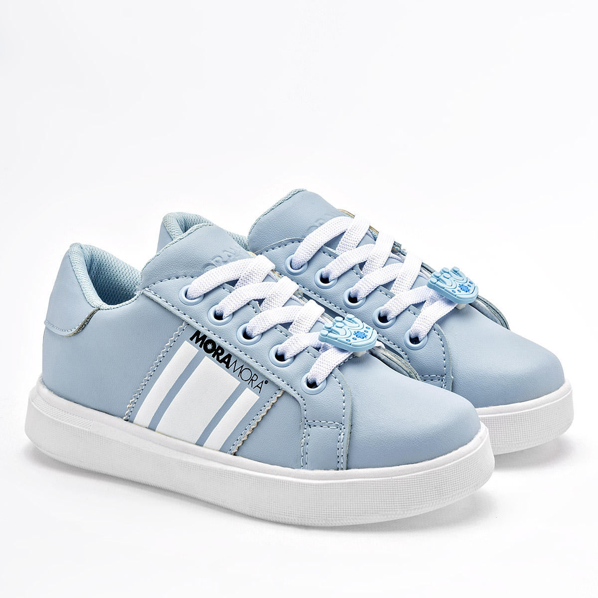 Foto 1 | Moramora Tenis Urbano Para Niña Azul Blanco Cod.132568