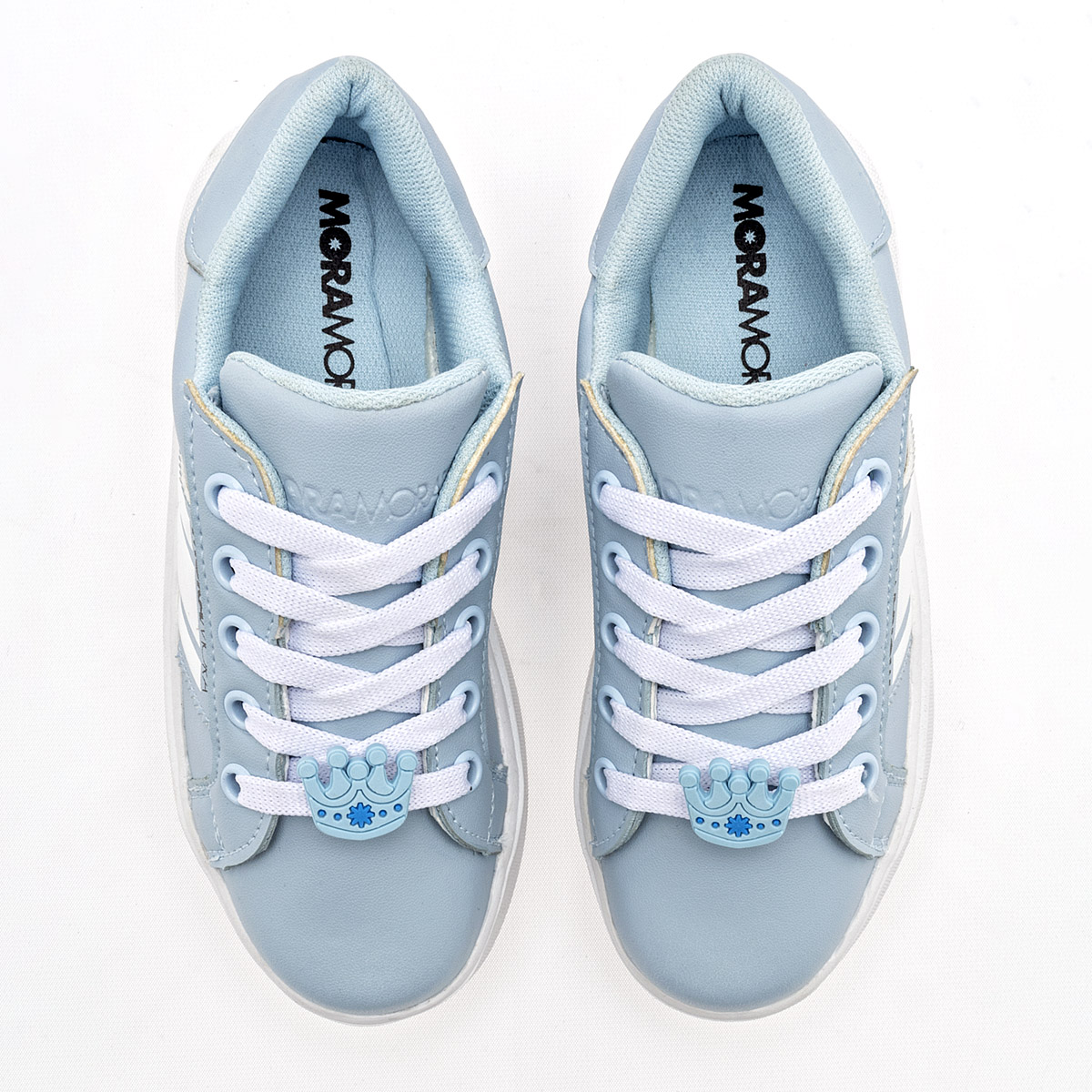 Foto 2 | Moramora Tenis Urbano Para Niña Azul Blanco Cod.132568