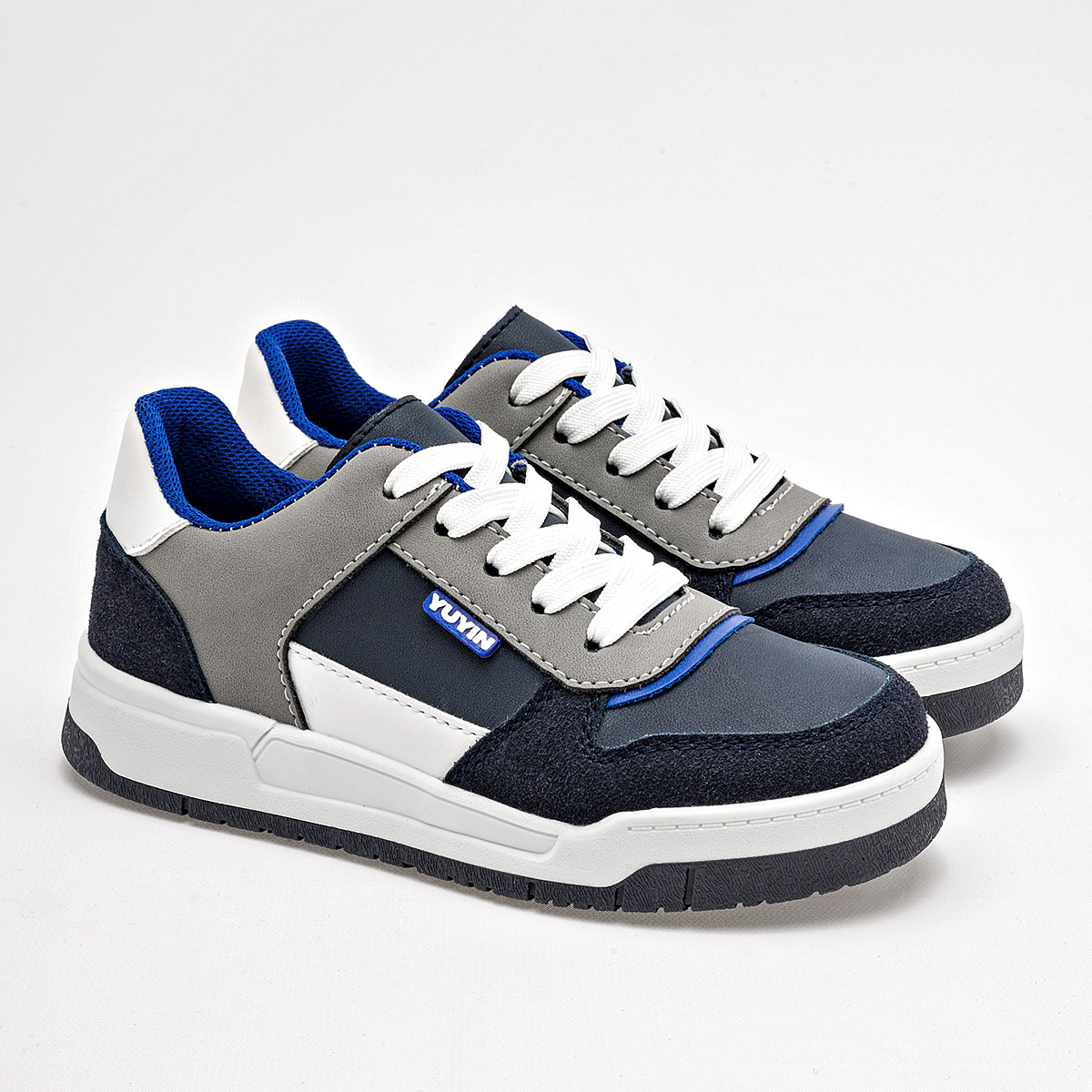Yuyin Tenis Urbano Para Niño Marino Gris Blanco Cod.132960