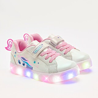 Foto 1 | On Kids Tenis Urbano Para Niña Blanco Plata Tornasol, Con Luces Cod.132689