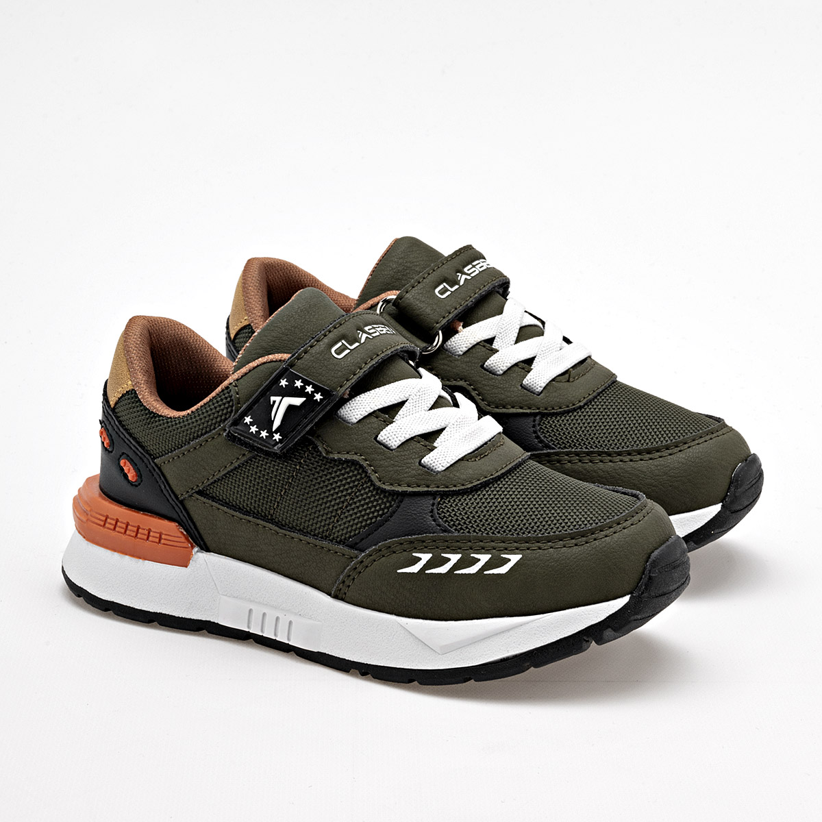 Foto 1 | Clasben Tenis Urbano Para Niño Olivo Negro Camel Cod.131990