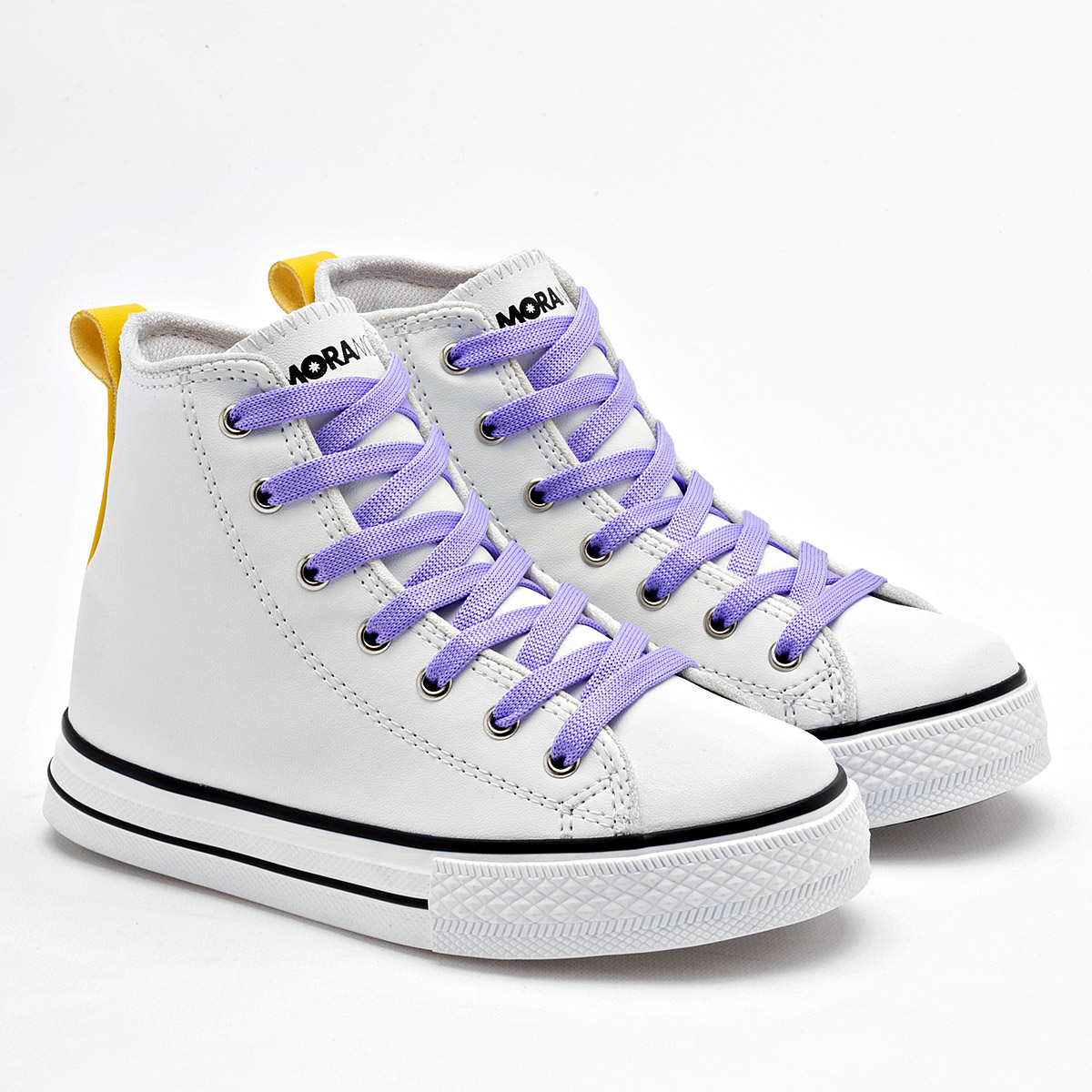 Foto 1 | Moramora Tenis Urbano Para Niña Blanco Amarillo Cod.132531