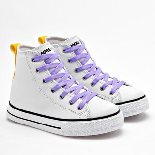 Foto 1 | Moramora Tenis Urbano Para Niña Blanco Amarillo Cod.132531