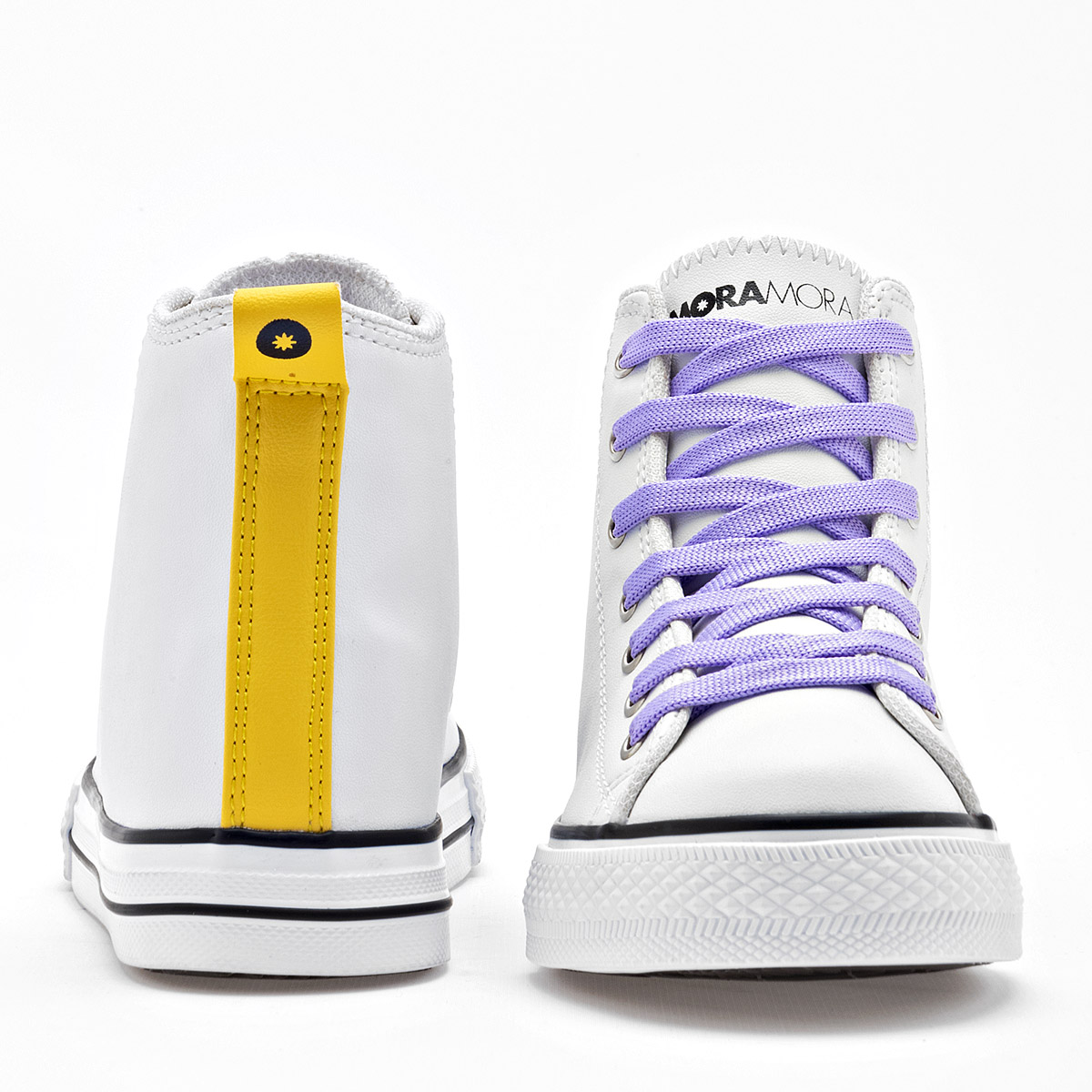 Foto 2 | Moramora Tenis Urbano Para Niña Blanco Amarillo Cod.132531
