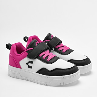 Foto 1 | Charly Tenis Urbano Para Niña Blanco Negro Fucsia, Agujeta Elastica Cod.131607