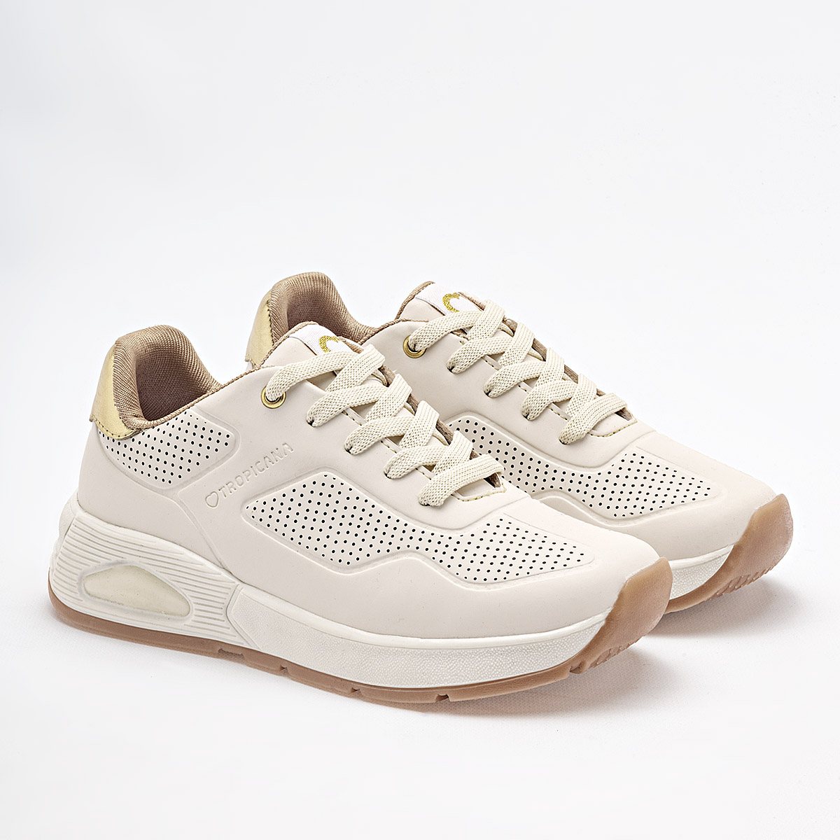 Foto 1 | Tropicana Tenis Urbano Para Niña Beige Dorado Cod.132905