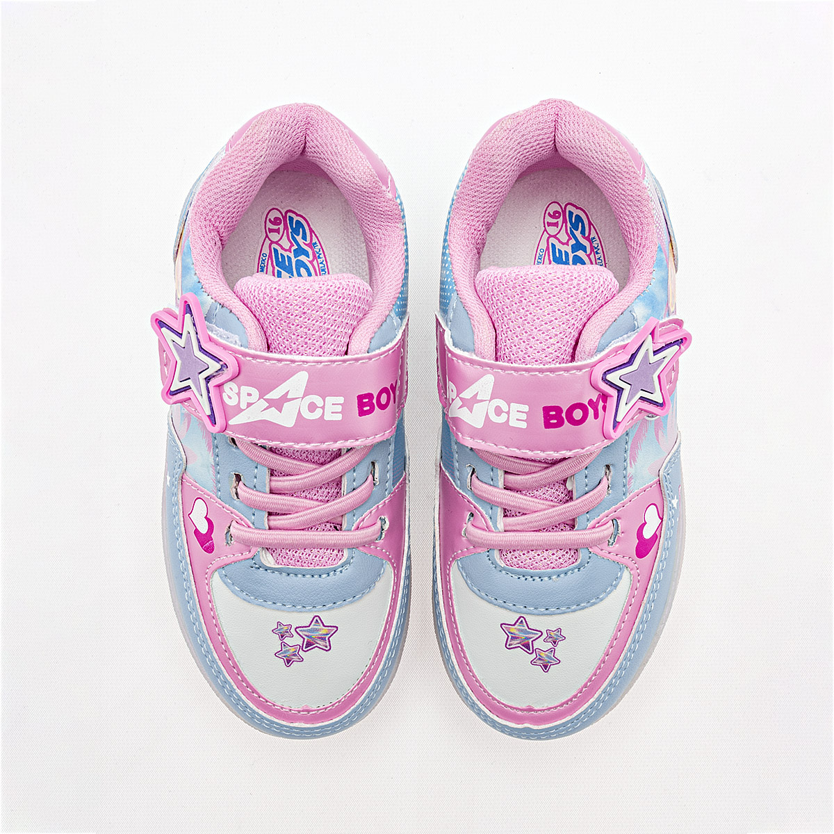 Foto 3 pulgar | Space Boys Tenis Urbano Para Niña Azul Rosa Blanco, Con Luces, Agujeta Elastica Cod.133451