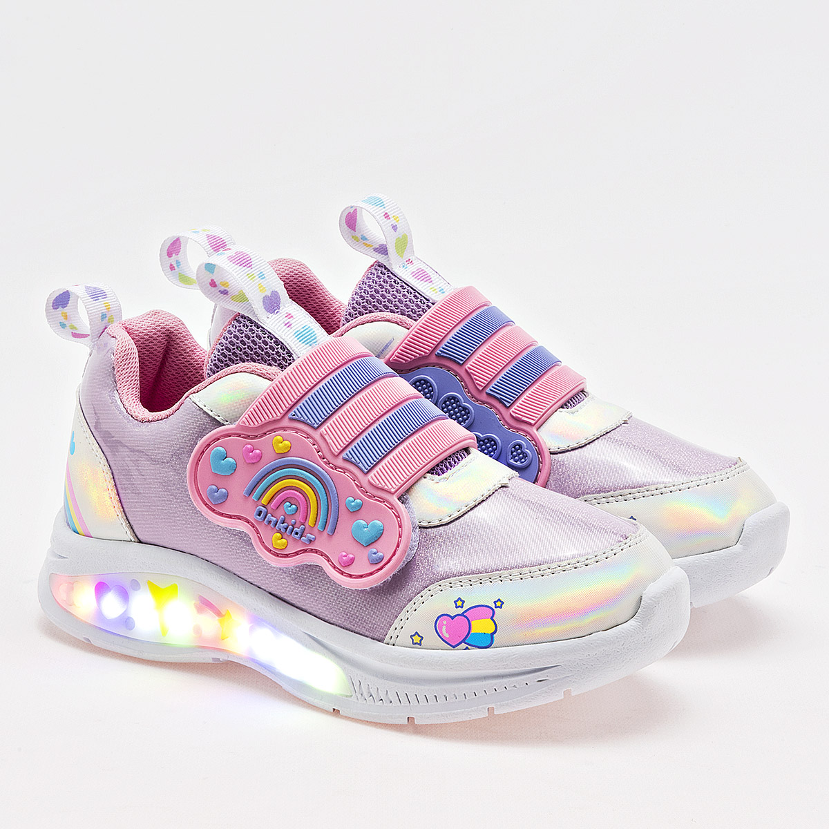 Foto 2 pulgar | On Kids Tenis Urbano Para Niña Lila Blanco, Con Luces Cod.132688
