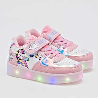Foto 1 | Space Boys Tenis Urbano Para Niña Blanco Multicolor, Con Luces, Agujeta Elastica Cod.133450